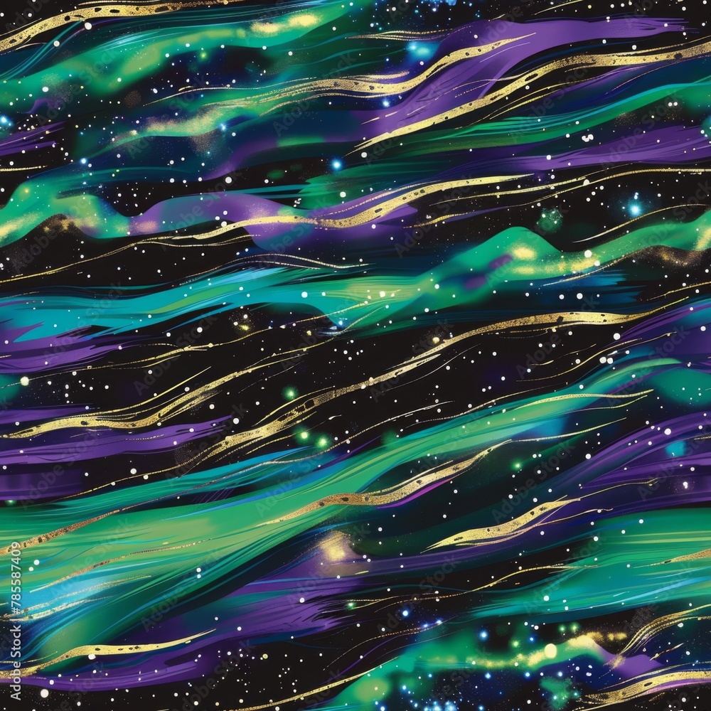 Canvas Prints vibrant cosmic waves background with sparkling stars