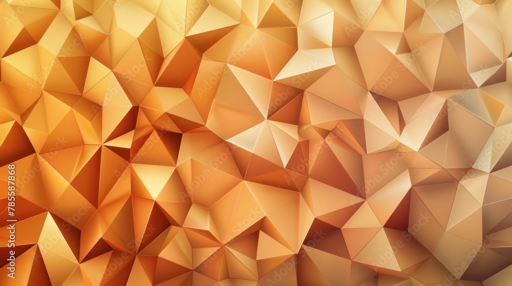 Poster dynamic composition of overlapping gold polygons, utilizing subtle gradients.