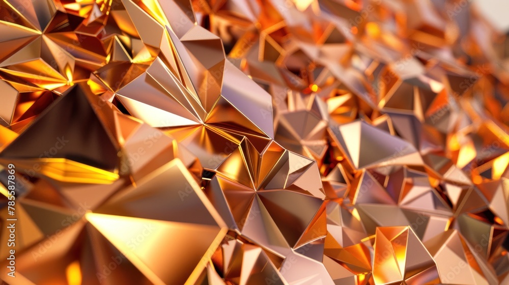 Poster overlapping gold polygons gradients - a dynamic composition of overlapping gold polygons in various 