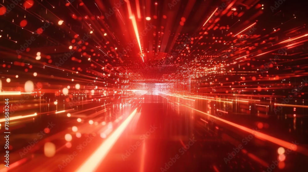 Poster futuristic information technology network with glowing lines and geometric shapes.