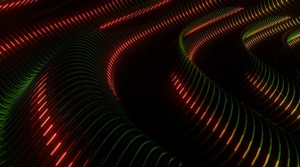 Abstract metallic curve waves background 3d render