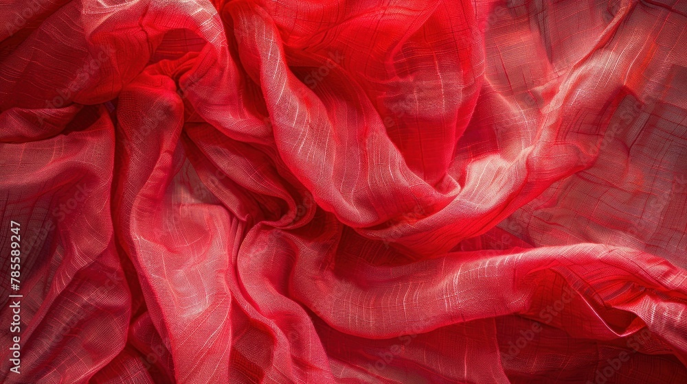 Aufkleber crumpled red fabric with subtle textures and folds, creating a visually engaging background.