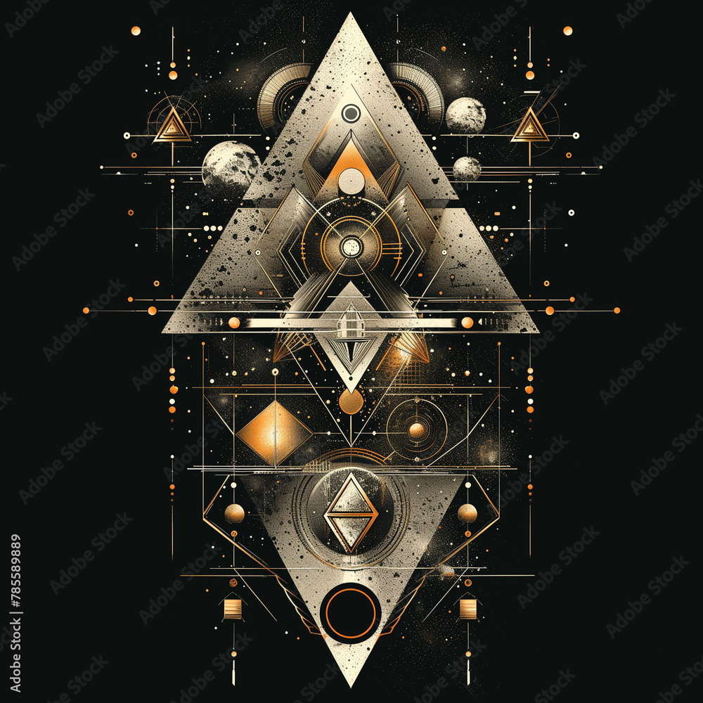 Poster abstract geometric shape with triangles and space for your text.