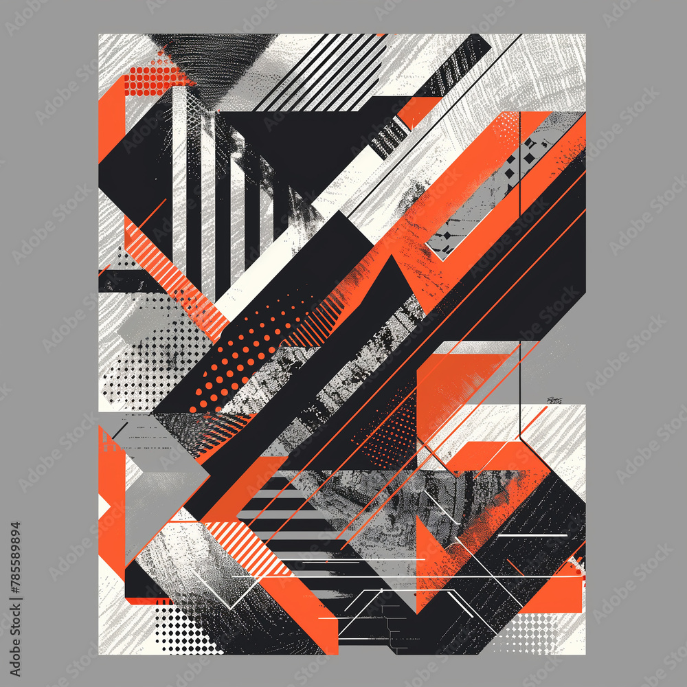 Poster cover design template with abstract geometric pattern.