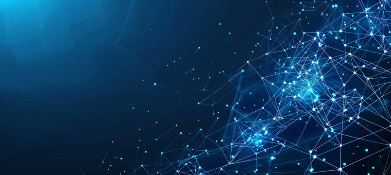 Abstrakte Technologie Hintergrund mit leuchtenden Punkten und Linien auf einer blauen Farbe, digitale Netzwerk-Konzept-Banner für Business-Präsentation Design Vektor-Illustration 