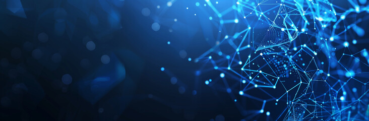 Abstrakte Technologie Hintergrund mit leuchtenden Punkten und Linien auf einer blauen Farbe, digitale Netzwerk-Konzept-Banner für Business-Präsentation Design Vektor-Illustration  - obrazy, fototapety, plakaty