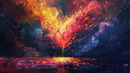 Vibrant firework explosion against a dark night sky, symbolizing a moment of personal triumph. - obrazy, fototapety, plakaty