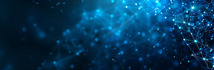 Obraz premium Abstrakte Technologie Hintergrund mit leuchtenden Punkten und Linien auf einer blauen Farbe, digitale Netzwerk-Konzept-Banner für Business-Präsentation Design Vektor-Illustration 