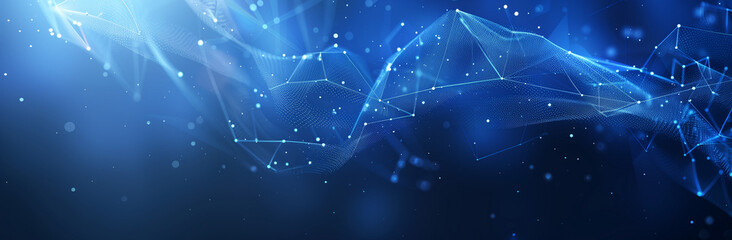 Abstrakte Technologie Hintergrund mit leuchtenden Punkten und Linien auf einer blauen Farbe, digitale Netzwerk-Konzept-Banner für Business-Präsentation Design Vektor-Illustration  - obrazy, fototapety, plakaty