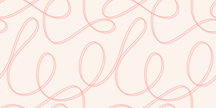 Seria abstrakcyjnych krętych linii. Poplątane nitki. Minimalistyczne wzornictwo, bezszwowe tło. Wektorowa ilustracja.