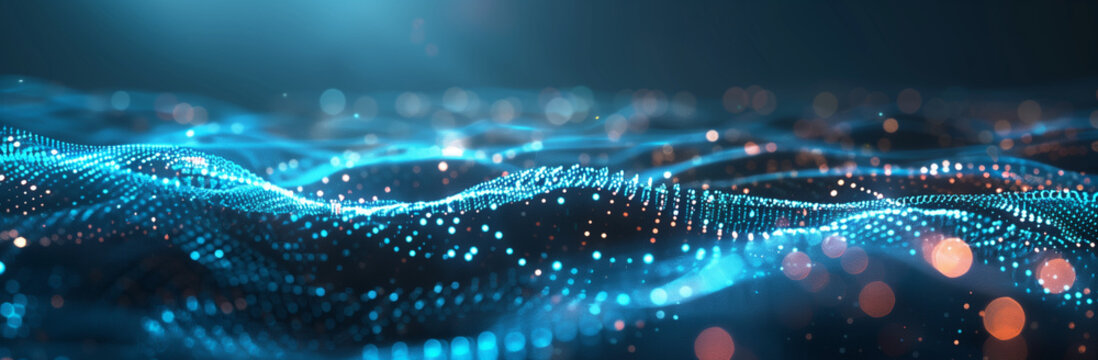 Abstrakte Technologie Hintergrund mit leuchtenden Punkten und Linien auf einer blauen Farbe, digitale Netzwerk-Konzept-Banner f&uuml;r Business-Pr&auml;sentation Design Vektor-Illustration 