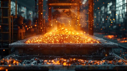 Scrap metal being melted down in a furnace, ready to be transformed into new product