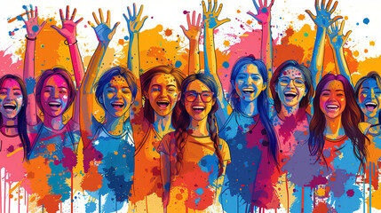 world youth day girls illustration colorful image 