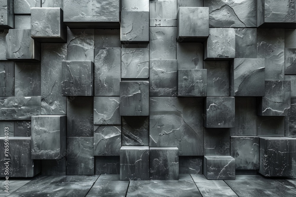 Aufkleber black and white photo accentuating the architectural design of geometric block patterns
