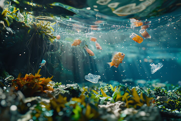A compelling depiction of the environmental impact of plastic waste on the ocean, highlighting the need for eco-friendly solutions and urgent action against pollution.