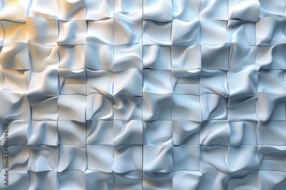 Poster image of a gently undulating soft blue cloth texture rendered in 3d, invoking feelings of calmness a