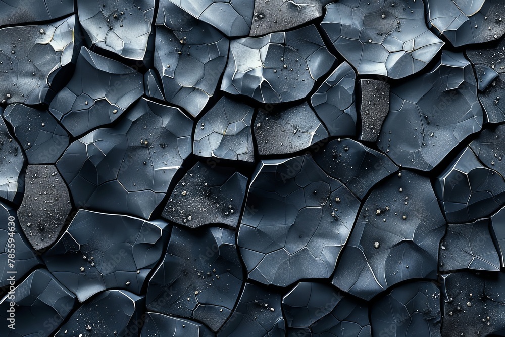 Poster this image features a dark blue abstract pattern with textured geometric shapes and light speckle ac