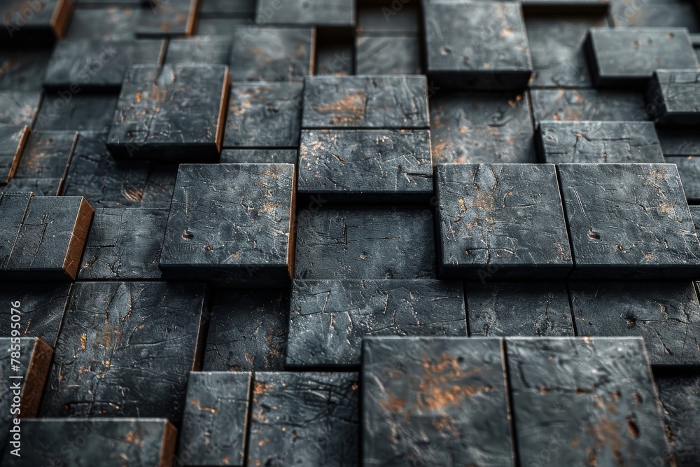 Poster this image captures the essence of a weathered black cladding in a cubic design, highlighting a mix 