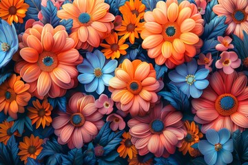 Fototapeta na wymiar Vibrant Floral Arrangement Against Monochrome Background Generative AI