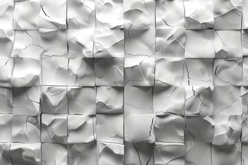 An eye-catching image of a wall covered in white paper that has been crinkled, creating a dynamic and textured visual effect
