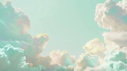 Fototapeta na wymiar Dreamy Pastel Cloudscape with Serene Turquoise Sky