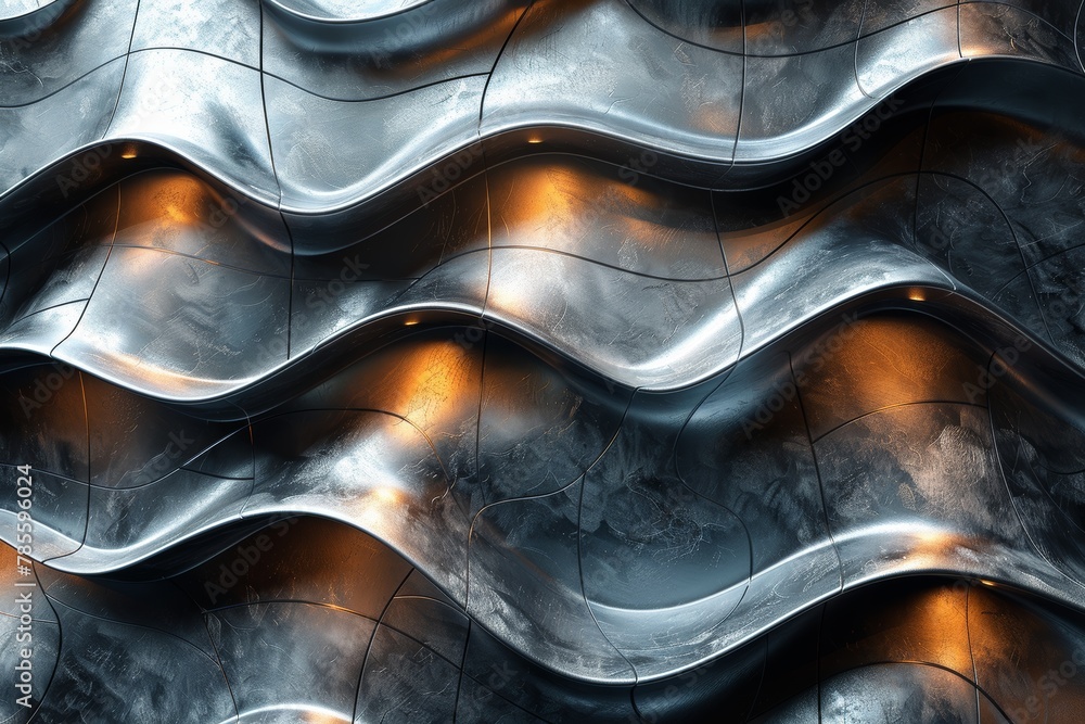 Poster this image features undulating waves with a glowing orange touch that creates a surreal, almost othe