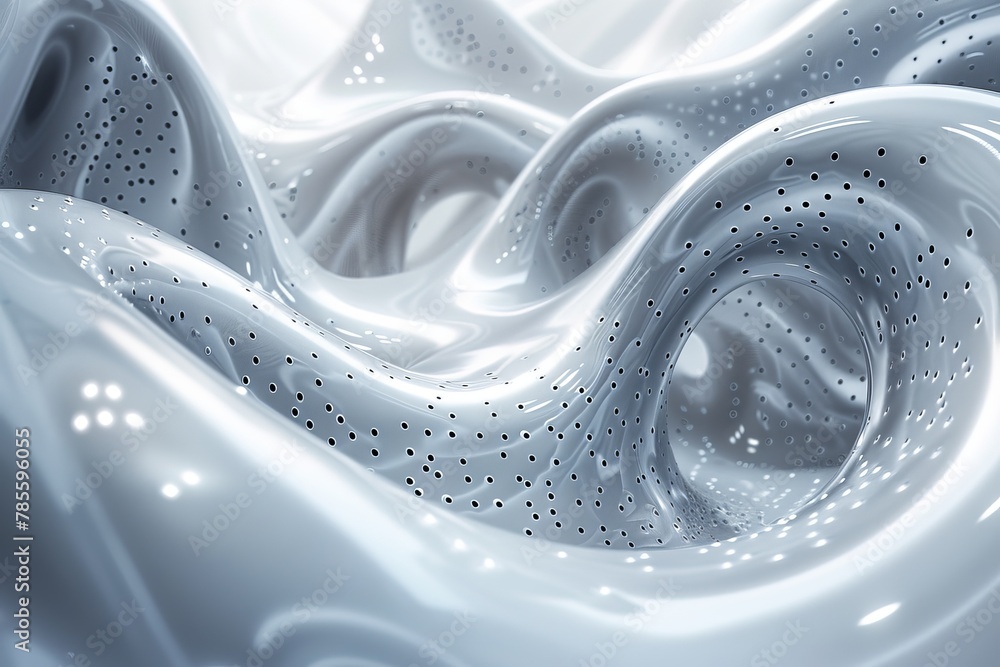 Poster this captivating image shows an ethereal silver wavy surface with a perforated pattern that has a me