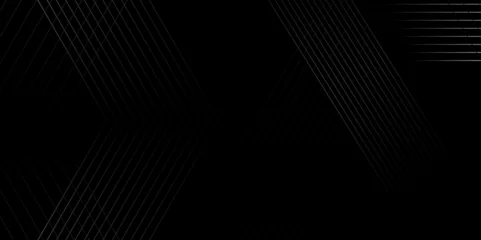 Foto op Aluminium Vector thin tech abstract black and white background. modern diagonal futuristic gradient line element minimal creative design. black background and white line backdrop diagonal line texture with wall © MdLothfor