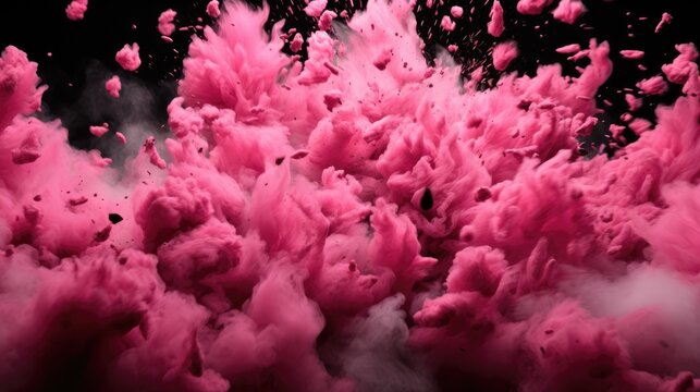 Explosive Pink Smoke Cloud Burst in Dark Background