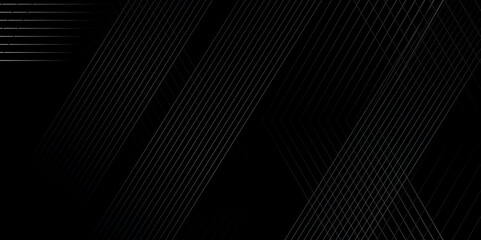 Vector thin tech abstract black and white background. modern diagonal futuristic gradient line element minimal creative design. black background and white line backdrop diagonal line texture with wall