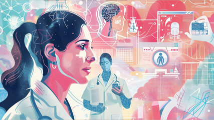 Public health care workers team illustration. Society health control