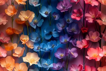 Vibrant Gradient Floral Botanical Texture Generative AI