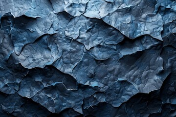 Close-up image emphasizing the rough, uneven texture of a blue stone surface resembling a rocky landscape - obrazy, fototapety, plakaty