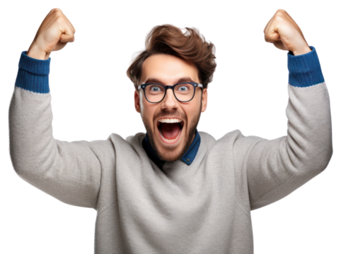 PNG Shouting success smiling glasses