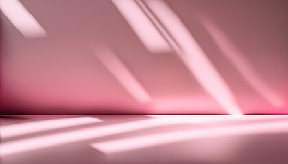 Abstract studio pink background for product presentation. Empty room with shadows of window and flowers and palm leaves . 3d room with copy space. Summer concert. backdrop. beauty product placement.