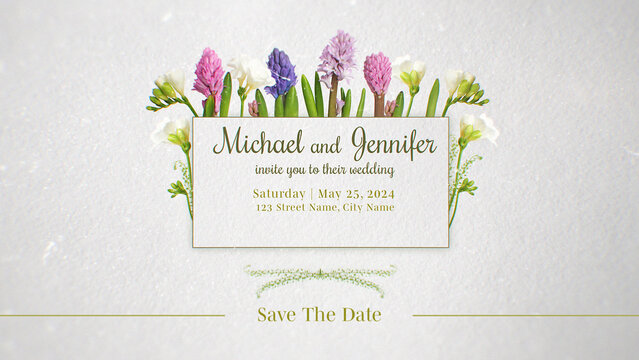 Floral Wedding Text Frame for Wedding Invitations