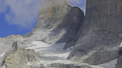 Glacial Beauty with Towering Torres del Paine Peaks in Winter