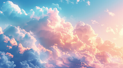 Soft abstract pastel pink and blue cloudscape background.