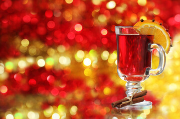 Mulled wine over Christmas decoration