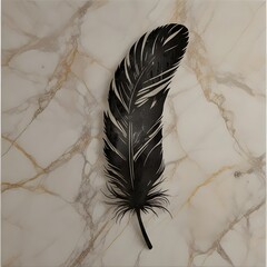 panel wall art, marble background with feather designs and butterfly silhouette, wall decoration
