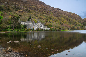 Kylemore Abbey in Connemara mountains, Ireland