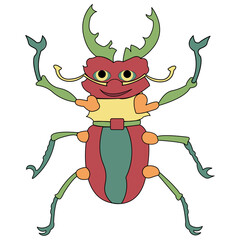 Cute cartoon character vector illustration. Funny forest or garden animals isolated on a white background. Insects, nature concept