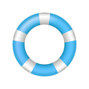 Realistic white and blue swim ring vector illustration