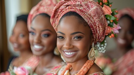 Radiant smiles adorn the faces of the brides as they embark on their journey together as a ma - obrazy, fototapety, plakaty