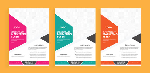 Corporate flyer design template. Minimal marketing flier layout, yellow color pamphlet design. Case study business flyer layout.