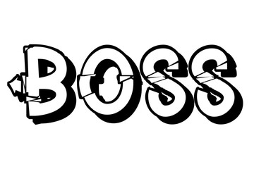 Hand drawn text Boss lettering vector illustration