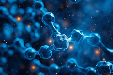 Captivating abstract molecule structure on blue background 