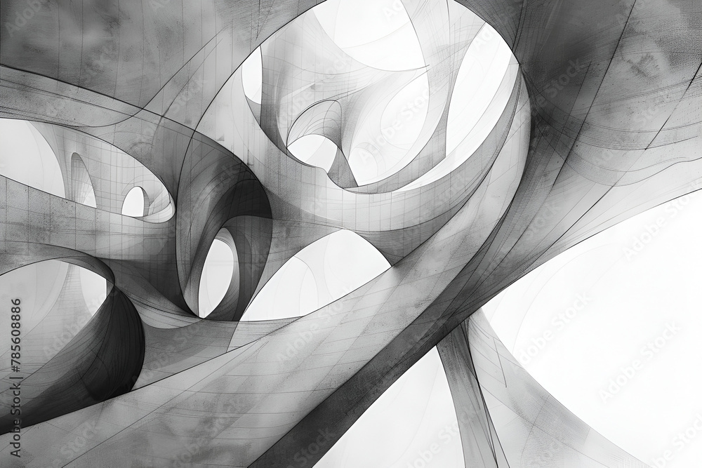 Aufkleber a series of circles and arches are shown in a gray-and-white color scheme. the image is abstract and