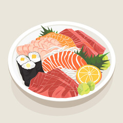 sashimi food illustration background 2d