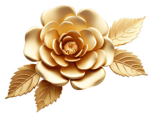 PNG Camellia flower gold jewelry brooch - obrazy, fototapety, plakaty